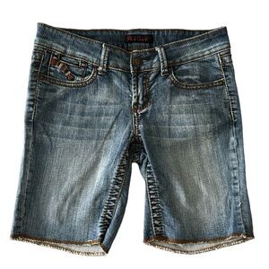 black crystal Bermuda shorts embroidered denim